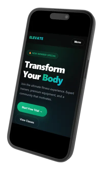 Mobile phone displaying finished website product